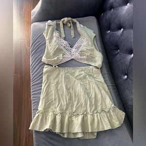 Light green two piece skirt set